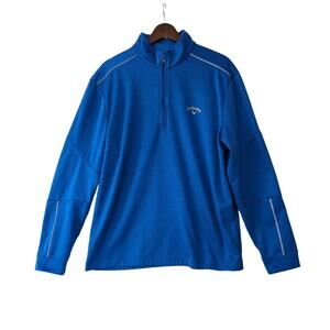 Callaway Mens 1/4 Zip Pullover Long Sleeve Mock Neck Royal Blue Shirt Size Large